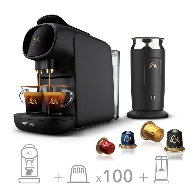 Machine + Milk Frother + 100 capsules - L'OR Barista Sublime